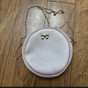 Round Pink Crossbody Bag with Gold Chain